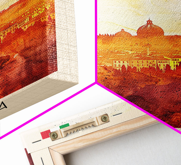 Modena Italy Travel Poster Framed Canvas Print, Historic Cityscape, Watercolor Art, Wall Hanging, Home Decor, Travel Print, Artistic Piece