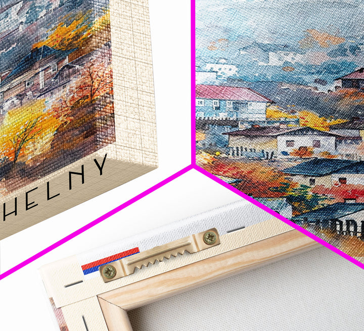 Naberezhnye Chelny Russia Framed Canvas Print, Boho Watercolor Painting, Scenic Wall Art, Travel Poster, Home Decor, Unique Art