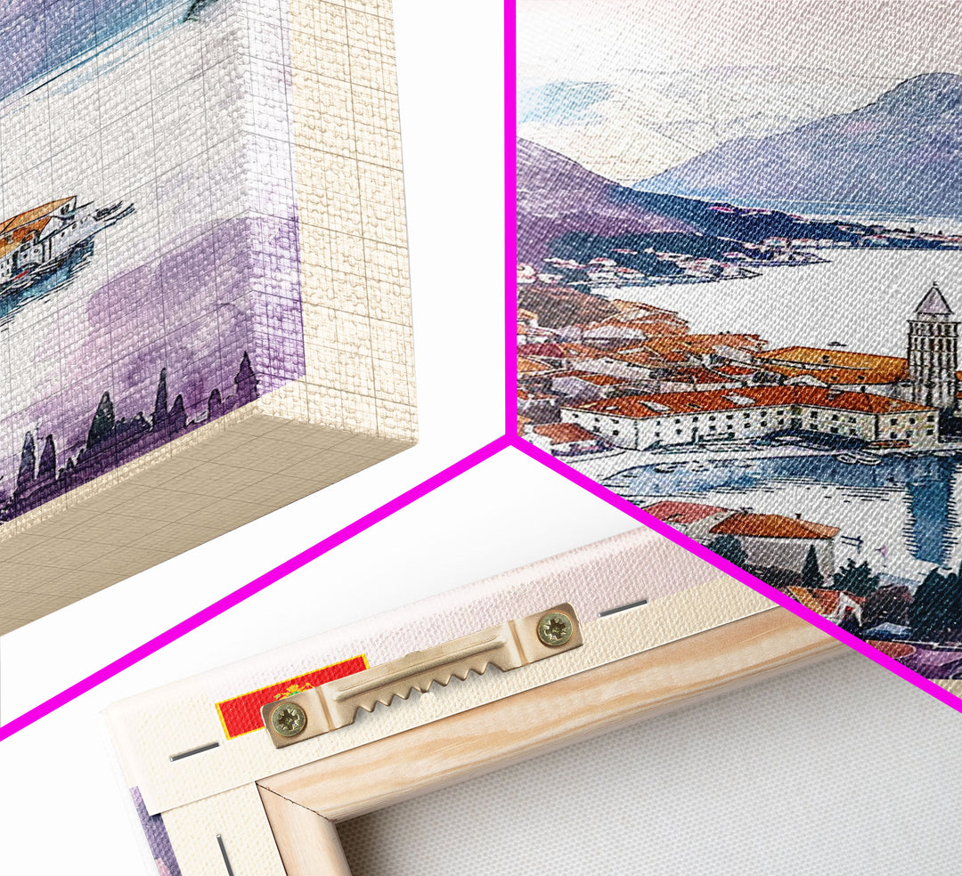 Niksic Montenegro Framed Canvas Print, Scenic Travel Poster, Watercolor Painting, Wall Art, Home Decor, Montenegro Landscape, Rustic Decor