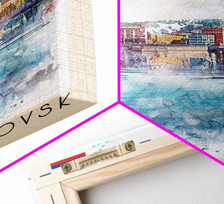 Nizhnevartovsk Russia Framed Canvas Print, Scenic Travel Poster, Watercolor Painting, Wall Art, Home Decor, Russian Landscape, Urban Style