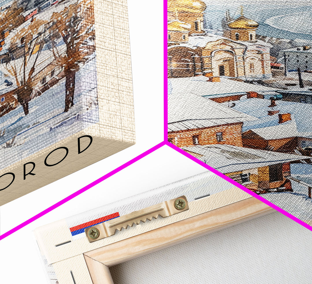 Nizhny Novgorod Russia Framed Canvas Print, Historic Travel Poster, Watercolor Painting, Wall Art, Home Decor, Russian Architecture, Classical Art