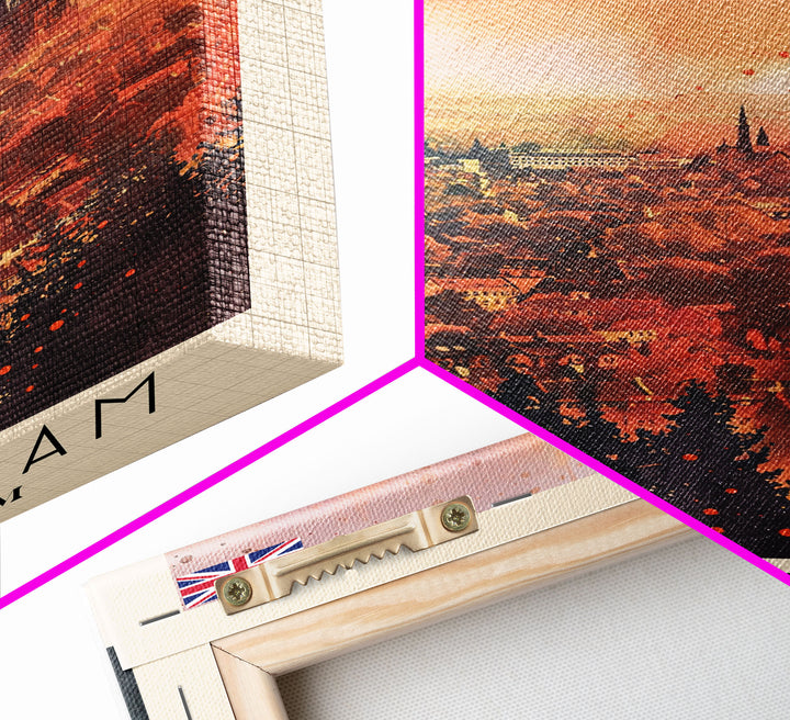 Nottingham United Kingdom Travel Poster Framed Canvas Print, Watercolor Painting, Scenic Wall Art, Home Decor, British Cityscape, Modern Art