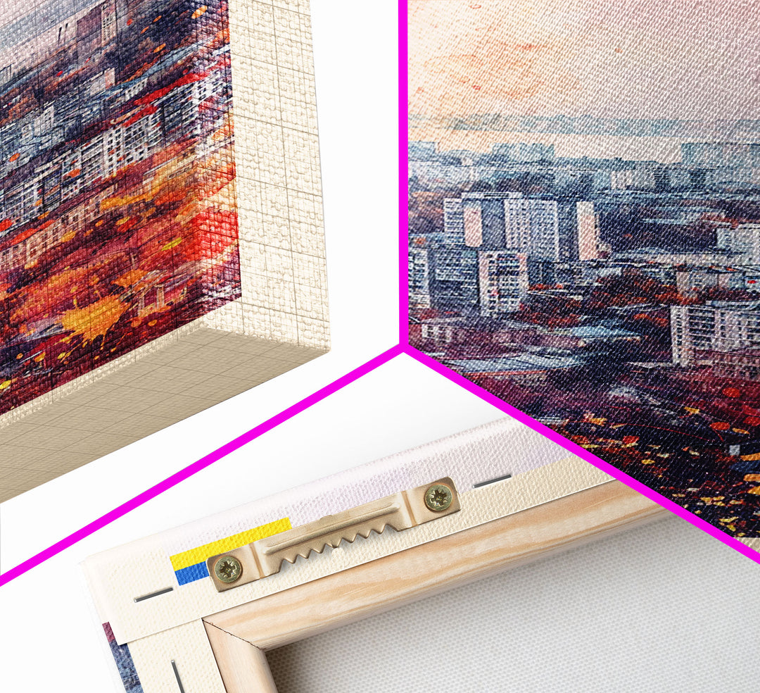 Odesa Ukraine Travel Poster Framed Canvas Print, Watercolor Painting, Scenic Wall Art, Home Decor, Ukrainian Coastal Scene, Vibrant Art