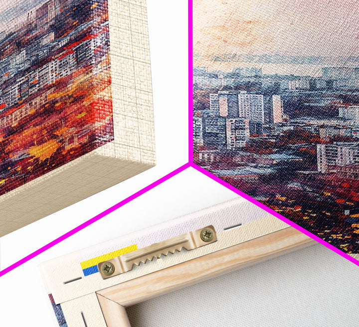 Odesa Ukraine Travel Poster Framed Canvas Print, Watercolor Painting, Scenic Wall Art, Home Decor, Ukrainian Coastal Scene, Vibrant Art