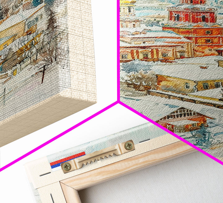 Oryol Russia Travel Poster Framed Canvas Print, Watercolor Painting, Scenic Wall Art, Home Decor, Russian Landscape, Vintage Style