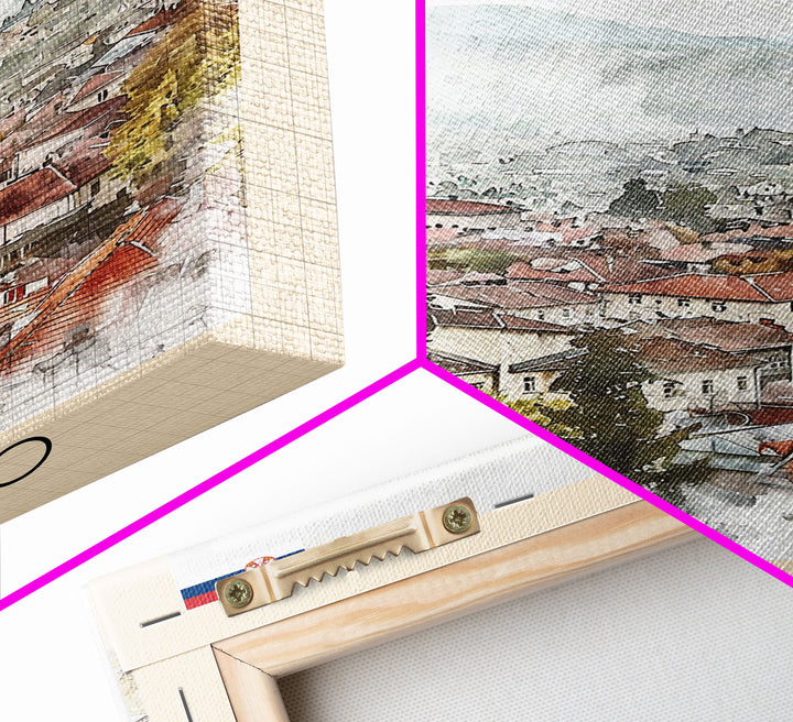 Panevo Serbia Travel Poster Framed Canvas Print, Watercolor Painting, Scenic Wall Art, Home Decor, Serbian Landscape, Modern Decor