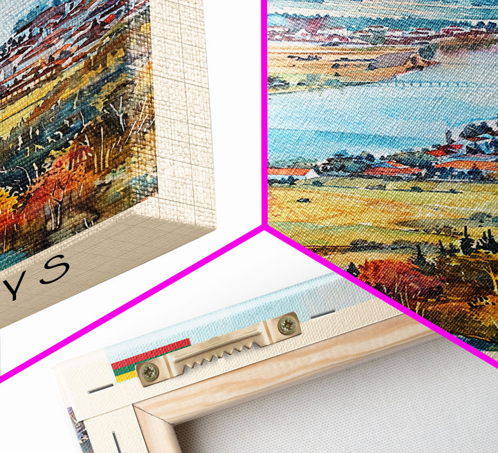 Panevys Lithuania Travel Poster Framed Canvas Print, Watercolor Painting, Scenic Wall Art, Home Decor, Lithuanian Cityscape, Artistic Decor