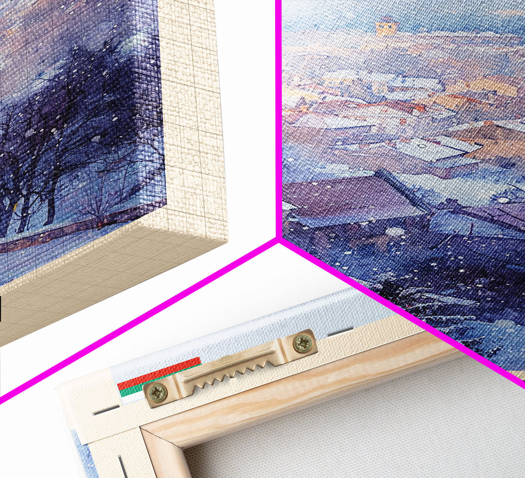 Pleven Bulgaria Travel Poster Framed Canvas Print, Watercolor Painting, Urban Wall Art, Home Decor, Bulgarian Architecture, Contemporary Art