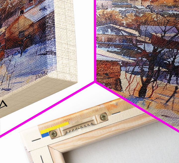 Poltava Ukraine Travel Poster Framed Canvas Print, Watercolor Painting, Scenic Wall Art, Home Decor, Ukrainian Landscape, Vibrant Art