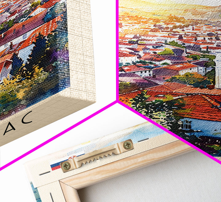 Pozega Serbia Travel Poster Framed Canvas Print, Watercolor Painting, Scenic Wall Art, Home Decor, Serbian Landscape, Classic Art