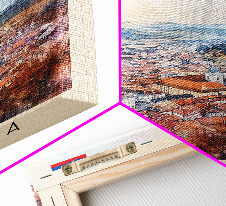 Prievidza Slovakia Travel Poster Framed Canvas Print, Watercolor Painting, Scenic Wall Art, Home Decor, Slovakian Landscape, Modern Art