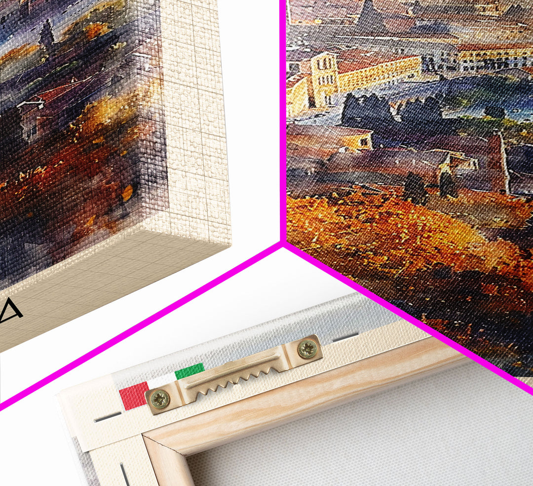 Ravenna Italy Travel Poster Framed Canvas Print, Watercolor Painting, Scenic Wall Art, Home Decor, Italian Cityscape, Historic Art