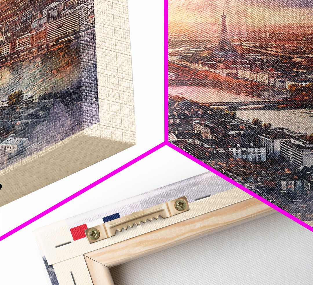 Rennes France Travel Poster Framed Canvas Print, Watercolor Painting, Scenic Wall Art, Home Decor, French Cityscape, Modern Decor