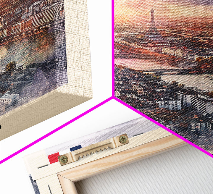 Rennes France Travel Poster Framed Canvas Print, Watercolor Painting, Scenic Wall Art, Home Decor, French Cityscape, Modern Decor