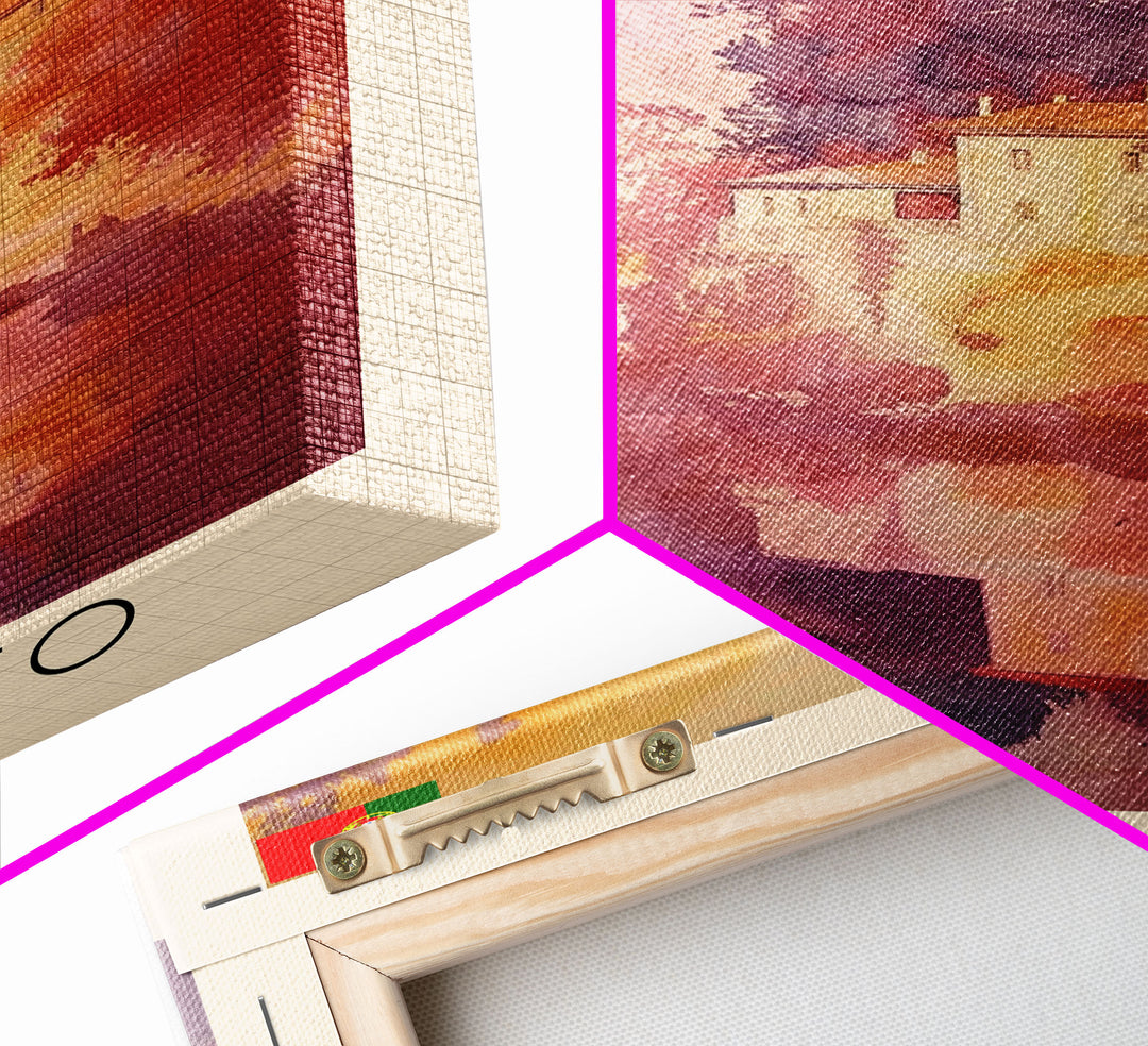 Rio Tinto Portugal Travel Poster Framed Canvas Print, Watercolor Painting, Scenic Wall Art, Home Decor, Portuguese Landscape, Artistic Decor