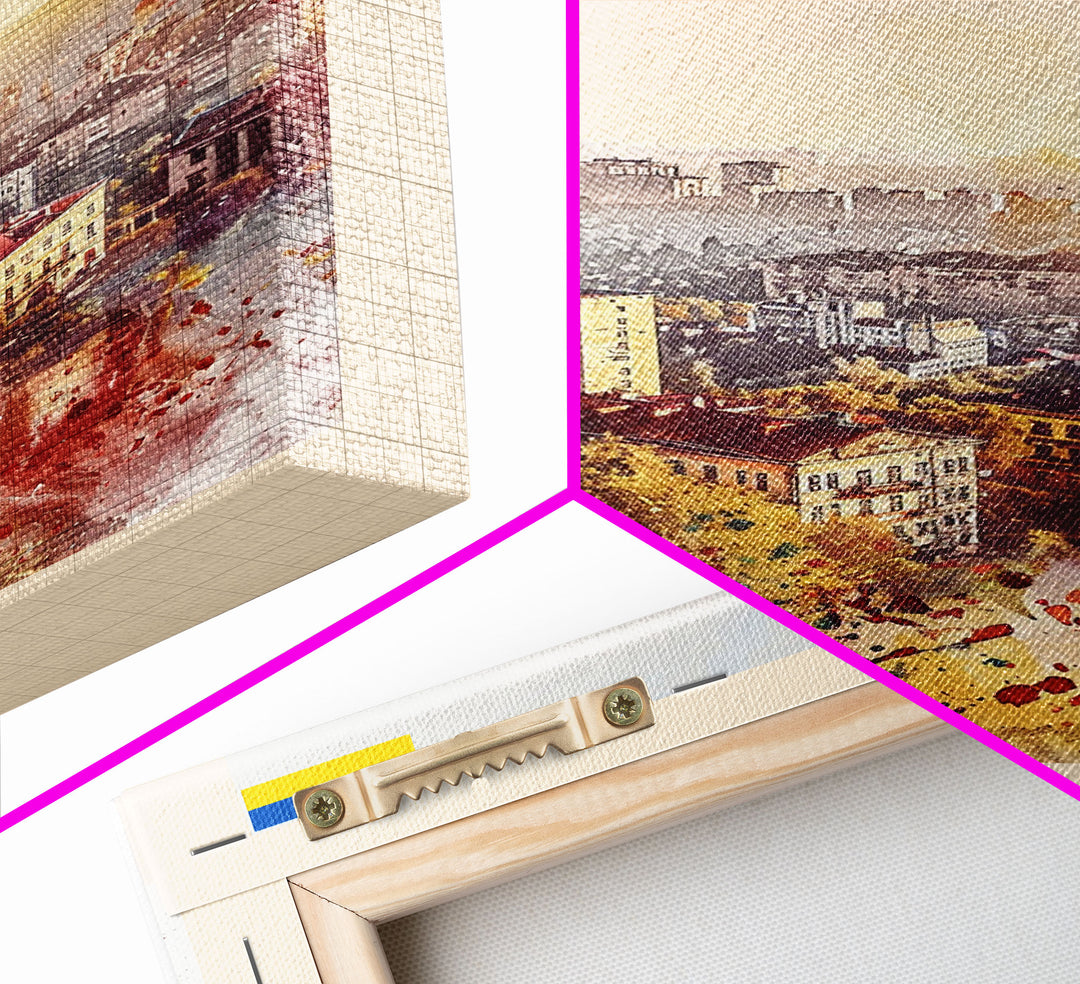 Rivne Ukraine Travel Poster Framed Canvas Print, Watercolor Painting, Scenic Wall Art, Home Decor, Ukrainian Landscape, Classic Art