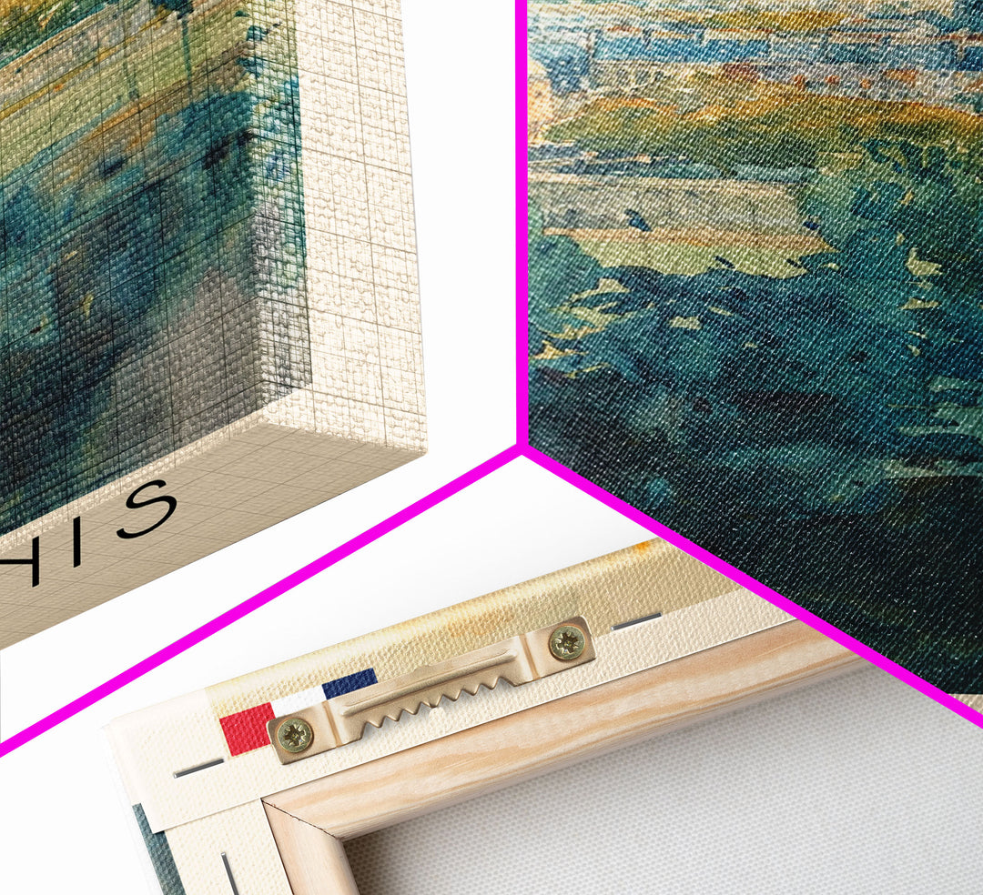 Saint Denis France Travel Poster Framed Canvas Print, Watercolor Painting, Historic Wall Art, Home Decor, French Cityscape, Vibrant Art