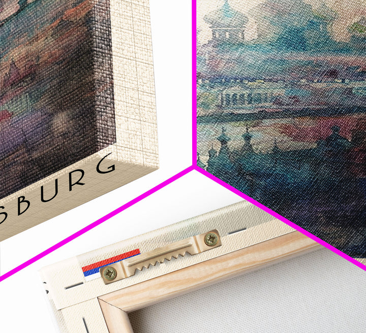Saint Petersburg Russia Travel Poster Framed Canvas Print, Watercolor Painting, Historic Wall Art, Home Decor, Russian Architecture, Vibrant Art