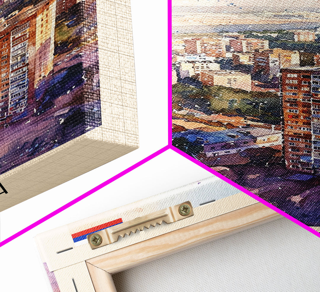 Samara Russia Travel Poster Framed Canvas Print, Watercolor Painting, Scenic Wall Art, Home Decor, Russian Landscape, Vibrant Decor