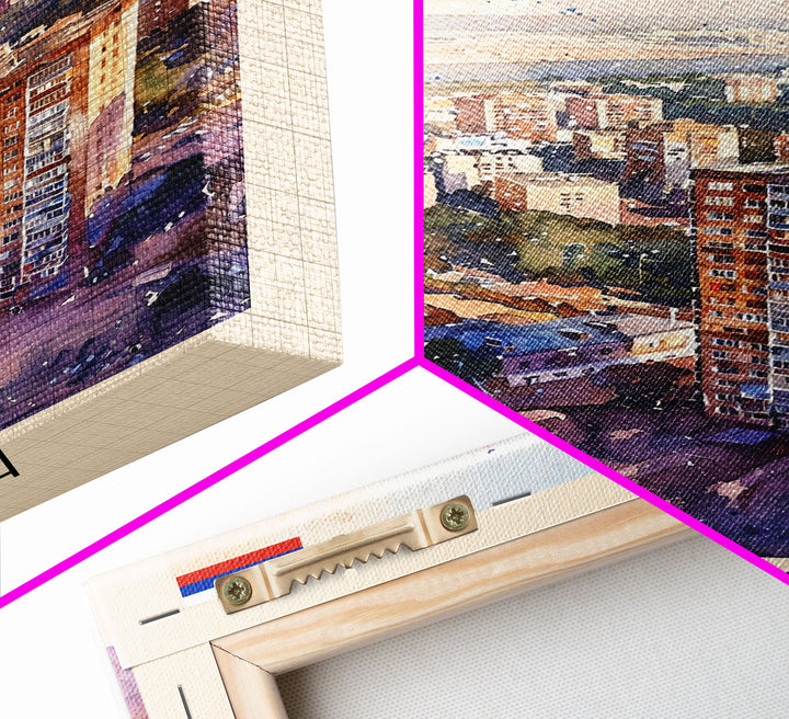 Samara Russia Travel Poster Framed Canvas Print, Watercolor Painting, Scenic Wall Art, Home Decor, Russian Landscape, Vibrant Decor