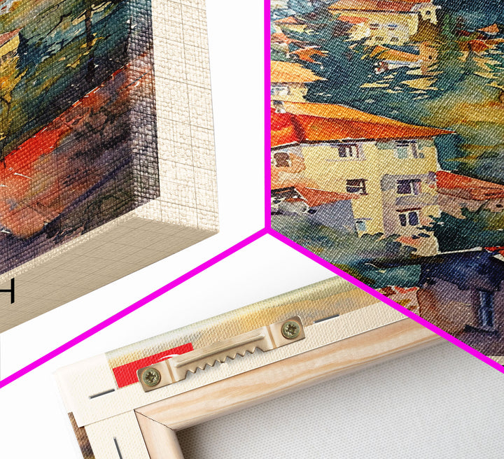 Samsun Turkey Travel Poster Framed Canvas Print, Watercolor Painting, Coastal Wall Art, Home Decor, Turkish Seaside, Modern Decor