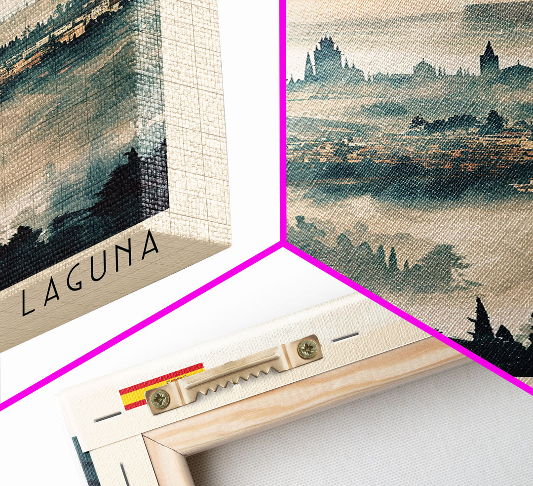 San Cristobal de La Laguna Spain Travel Poster Framed Canvas Print, Watercolor Painting, Scenic Wall Art, Home Decor, Spanish Landscape, Artistic Art