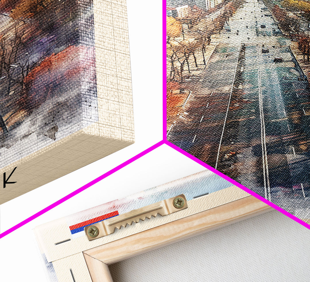 Saransk Russia Travel Poster Framed Canvas Print, Watercolor Painting, Urban Wall Art, Home Decor, Russian Cityscape, Modern Decor