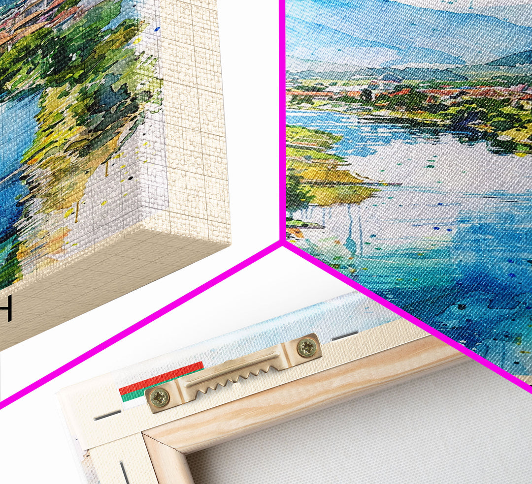 Shumen Bulgaria Travel Poster Framed Canvas Print, Watercolor Painting, Scenic Wall Art, Home Decor, Bulgarian Landscape, Classic Art