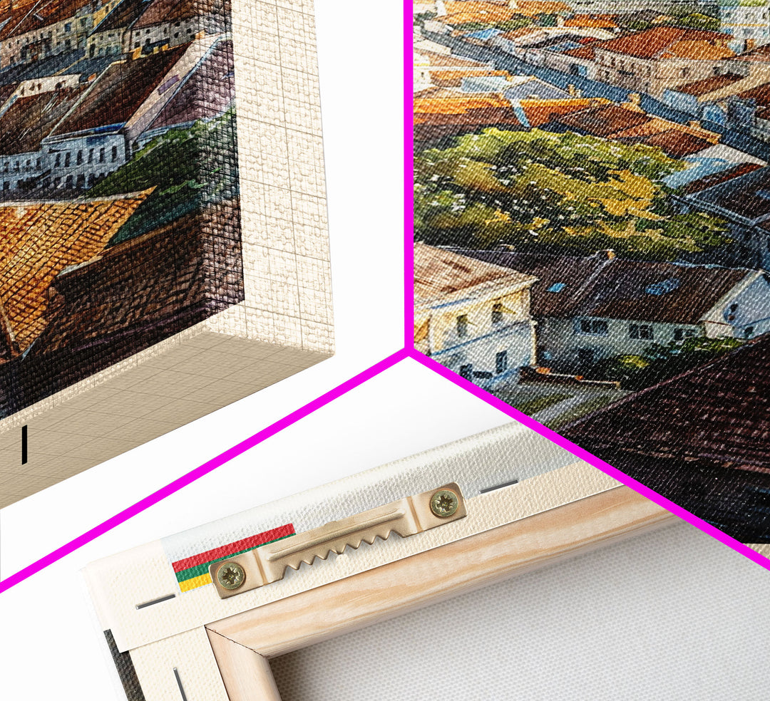 Siauliai Lithuania Travel Poster Framed Canvas Print, Watercolor Painting, Scenic Wall Art, Home Decor, Lithuanian Cityscape, Modern Decor