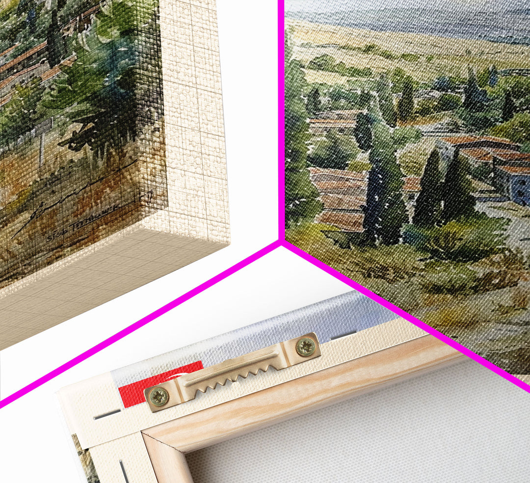 Sivas Turkey Travel Poster Framed Canvas Print, Watercolor Painting, Scenic Wall Art, Home Decor, Turkish Landscape, Modern Art