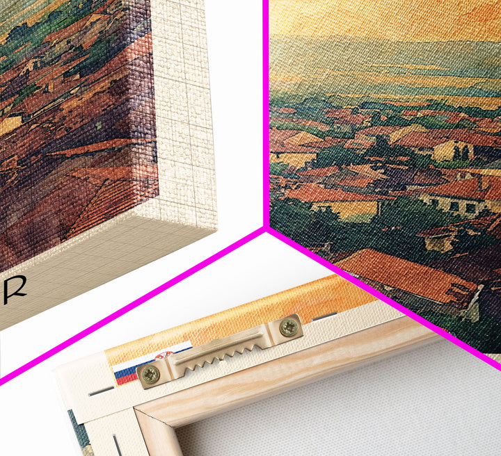 Sombor Serbia Travel Poster Framed Canvas Print, Watercolor Painting, Scenic Wall Art, Home Decor, Serbian Landscape, Classic Art