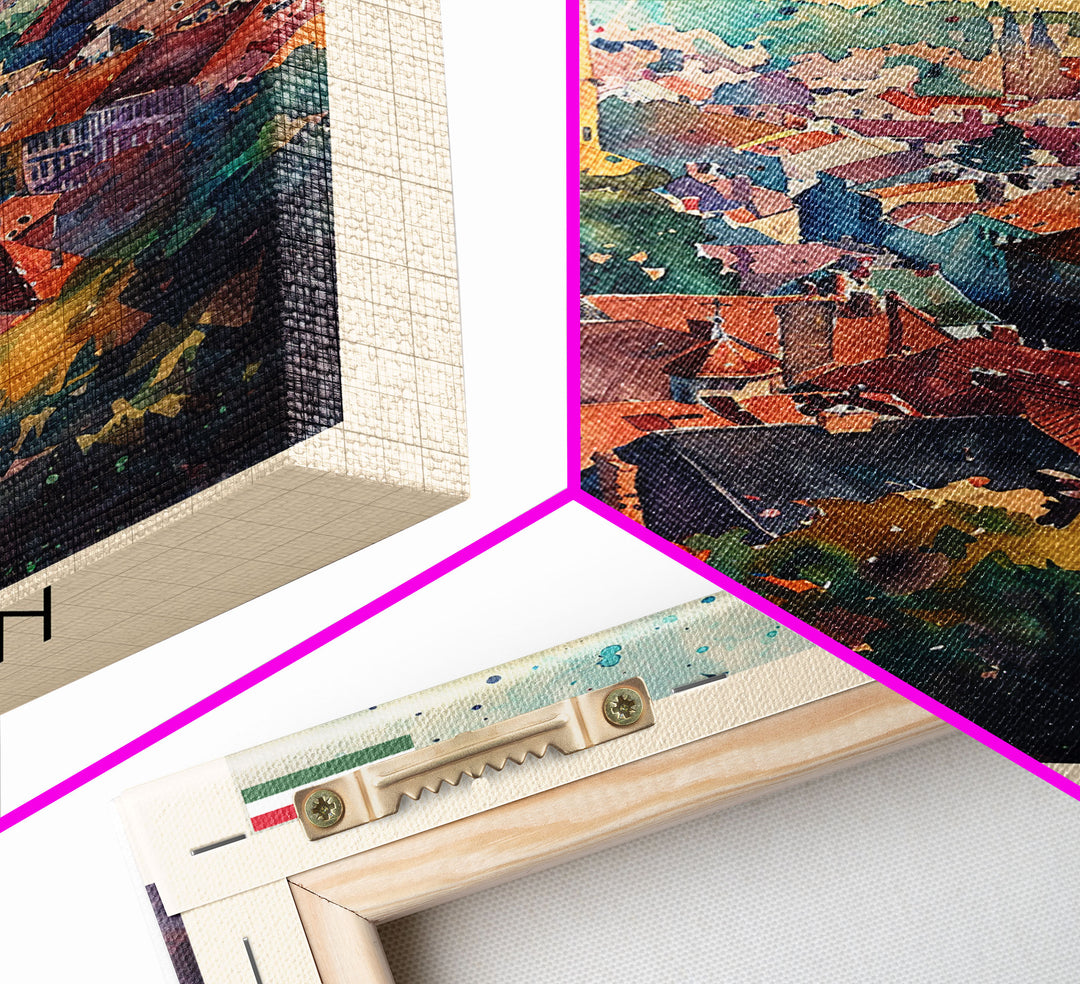 Sopron Hungary Travel Poster Framed Canvas Print, Watercolor Painting, Scenic Wall Art, Home Decor, Hungarian Cityscape, Artistic Art