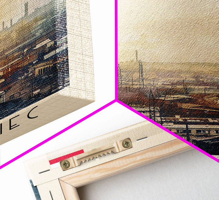 Sosnowiec Poland Travel Poster Framed Canvas Print, Watercolor Painting, Urban Wall Art, Home Decor, Polish Cityscape, Modern Art