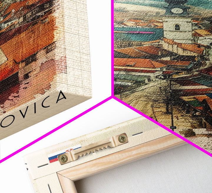 Sremska Mitrovica Serbia Travel Poster Framed Canvas Print, Watercolor Painting, Scenic Wall Art, Home Decor, Serbian Landscape, Artistic Decor