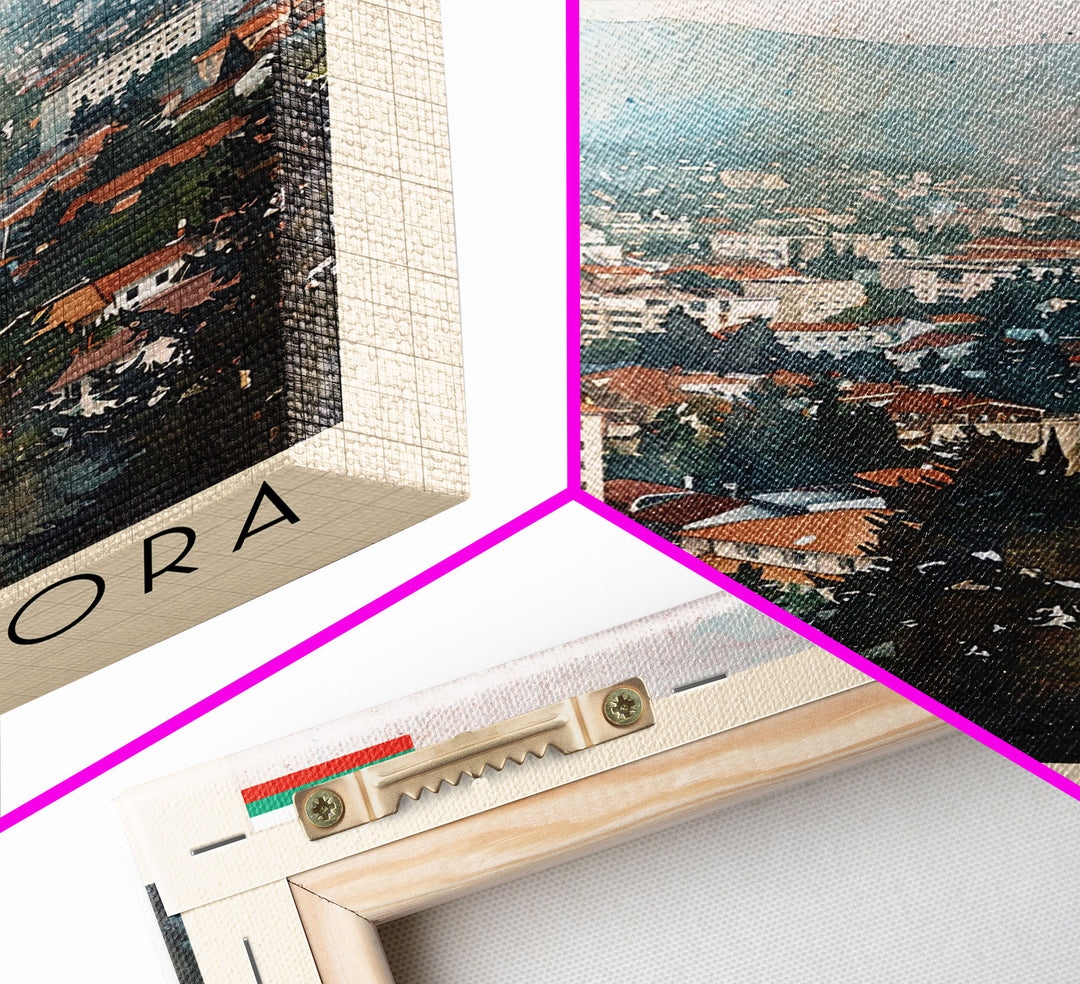 Stara Zagora Bulgaria Travel Poster Framed Canvas Print, Watercolor Painting, Scenic Wall Art, Home Decor, Bulgarian Landscape, Modern Art