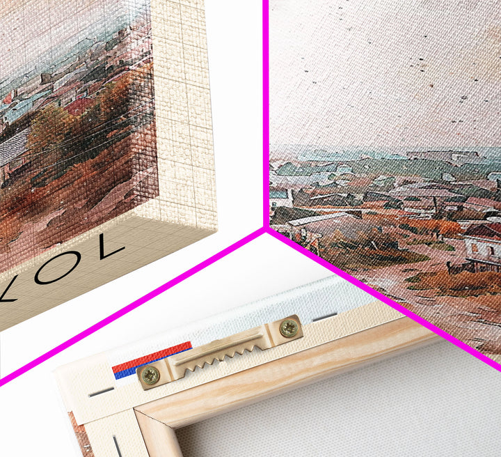 Stary Oskol Russia Travel Poster Framed Canvas Print, Watercolor Painting, Scenic Wall Art, Home Decor, Russian Landscape, Unique Art