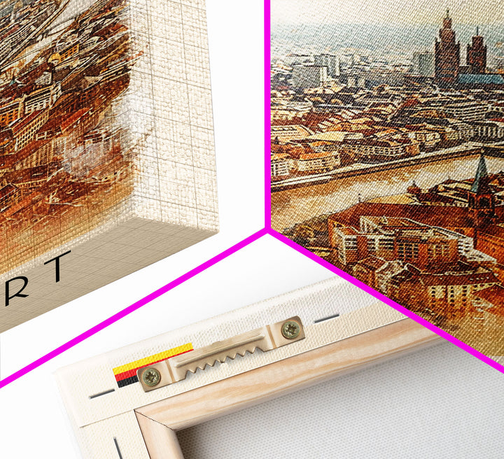 Stuttgart Germany Travel Poster Framed Canvas Print, Watercolor Painting, Urban Wall Art, Home Decor, German Cityscape, Modern Art