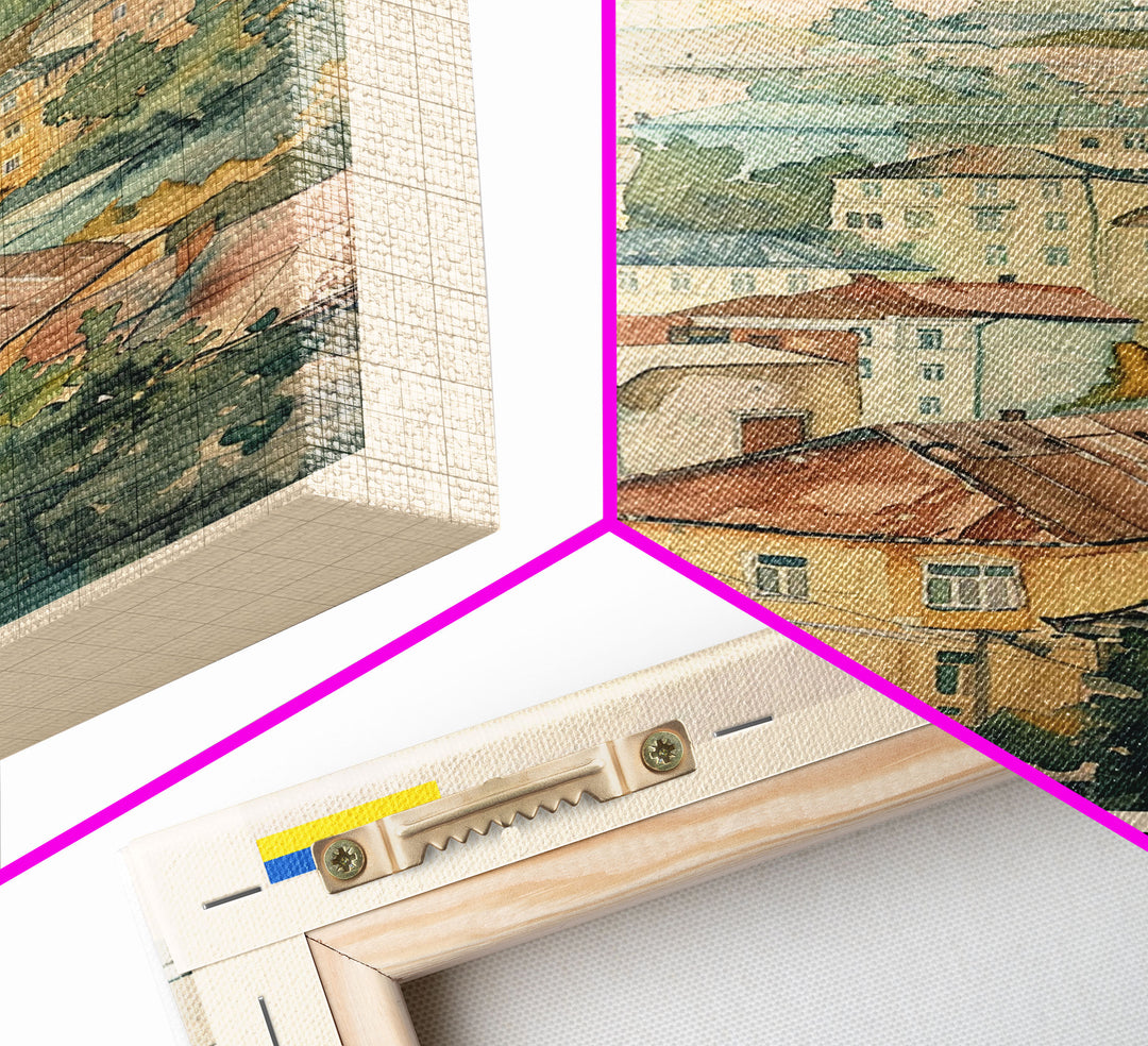 Sumy Ukraine Travel Poster Framed Canvas Print, Watercolor Painting, Scenic Wall Art, Home Decor, Ukrainian Landscape, Bohemian Decor