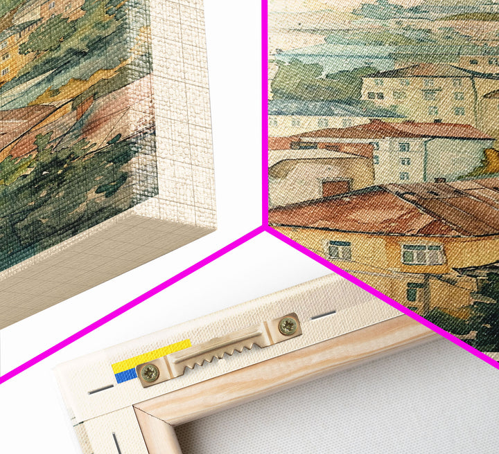 Sumy Ukraine Travel Poster Framed Canvas Print, Watercolor Painting, Scenic Wall Art, Home Decor, Ukrainian Landscape, Bohemian Decor