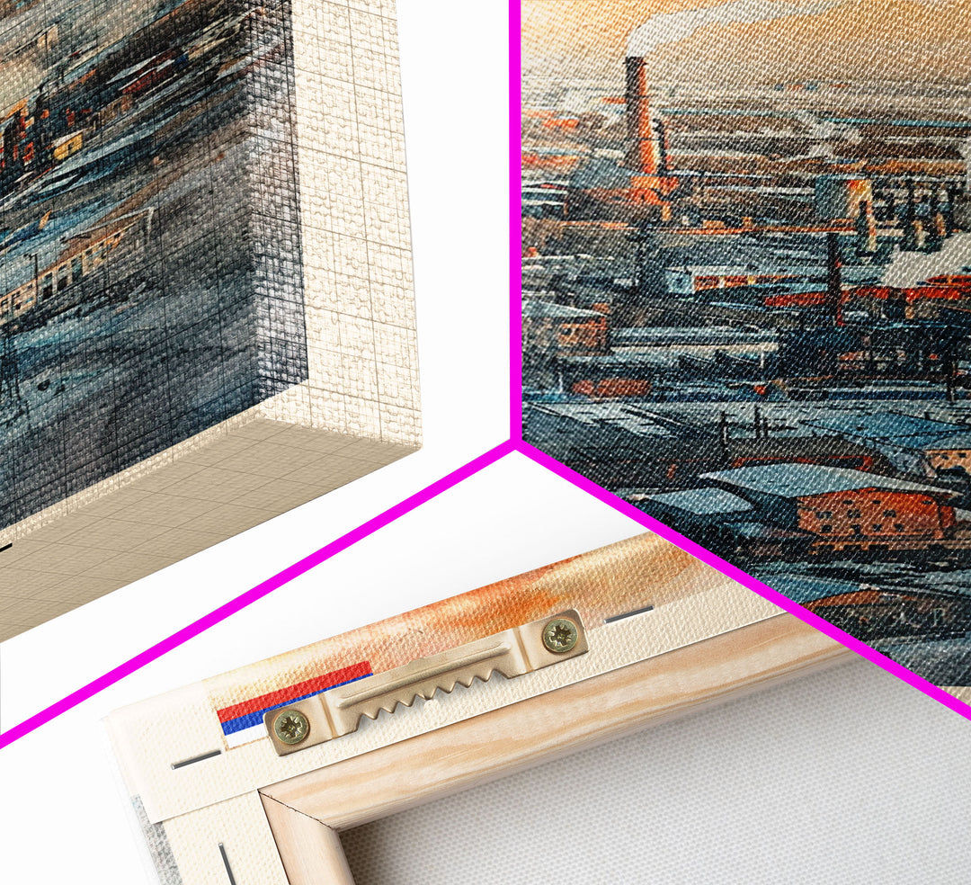 Surgut Russia Travel Poster Framed Canvas Print, Watercolor Painting, Scenic Wall Art, Home Decor, Russian Landscape, Minimalist Art