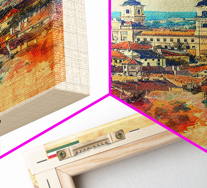 Szeged Hungary Travel Poster Framed Canvas Print, Watercolor Painting, Scenic Wall Art, Home Decor, Hungarian Cityscape, Vibrant Art