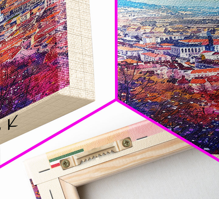 Szolnok Hungary Travel Poster Framed Canvas Print, Watercolor Painting, Scenic Wall Art, Home Decor, Hungarian Landscape, Traditional Art