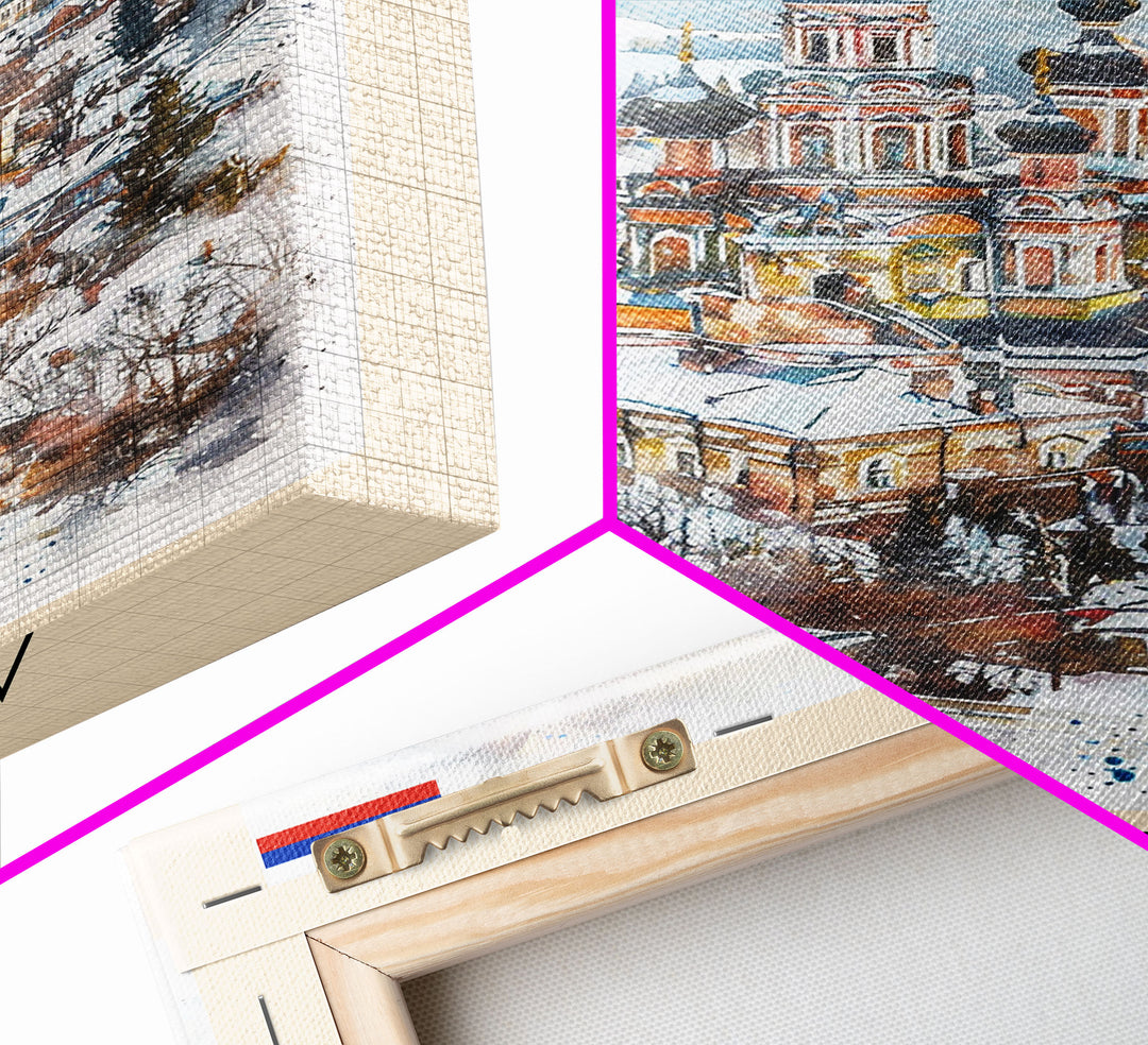 Tambov Russia Travel Poster Framed Canvas Print, Watercolor Painting, Scenic Wall Art, Home Decor, Russian Landscape, Vibrant Decor