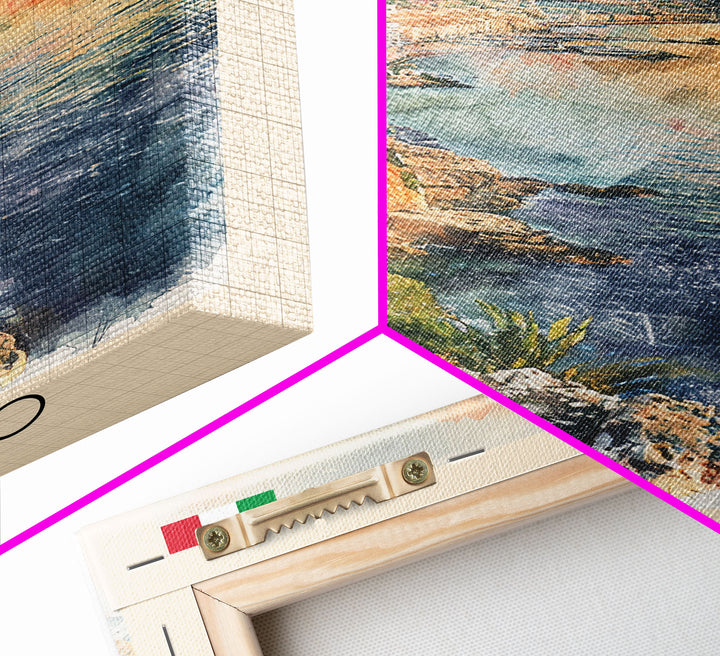 Taranto Italy Travel Poster Framed Canvas Print, Watercolor Painting, Coastal Wall Art, Home Decor, Italian Seaside, Nautical Decor