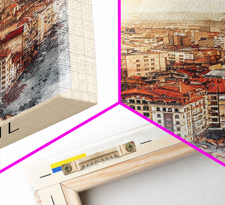 Ternopil Ukraine Travel Poster Framed Canvas Print, Watercolor Painting, Scenic Wall Art, Home Decor, Ukrainian Landscape, Classic Decor