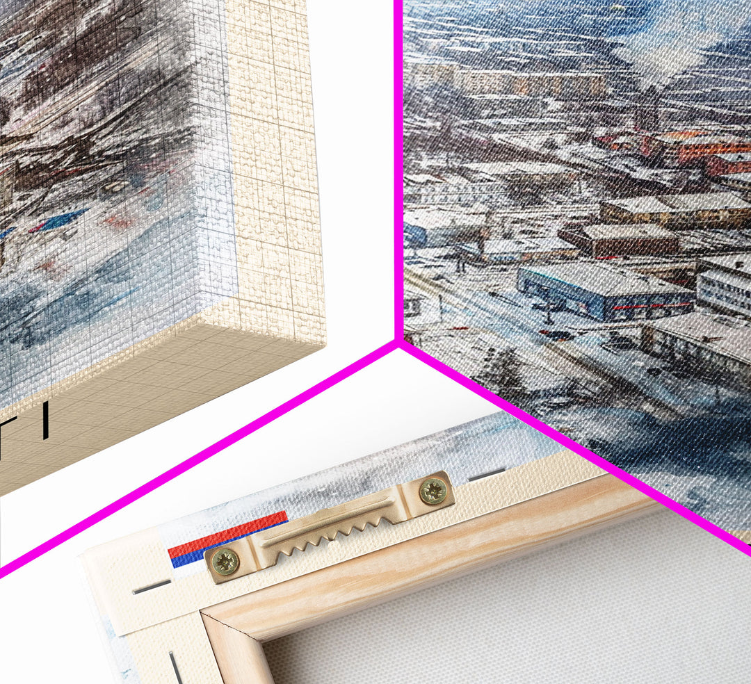 Tolyatti Russia Travel Poster Framed Canvas Print, Watercolor Painting, Scenic Wall Art, Home Decor, Russian Landscape, Rustic Art