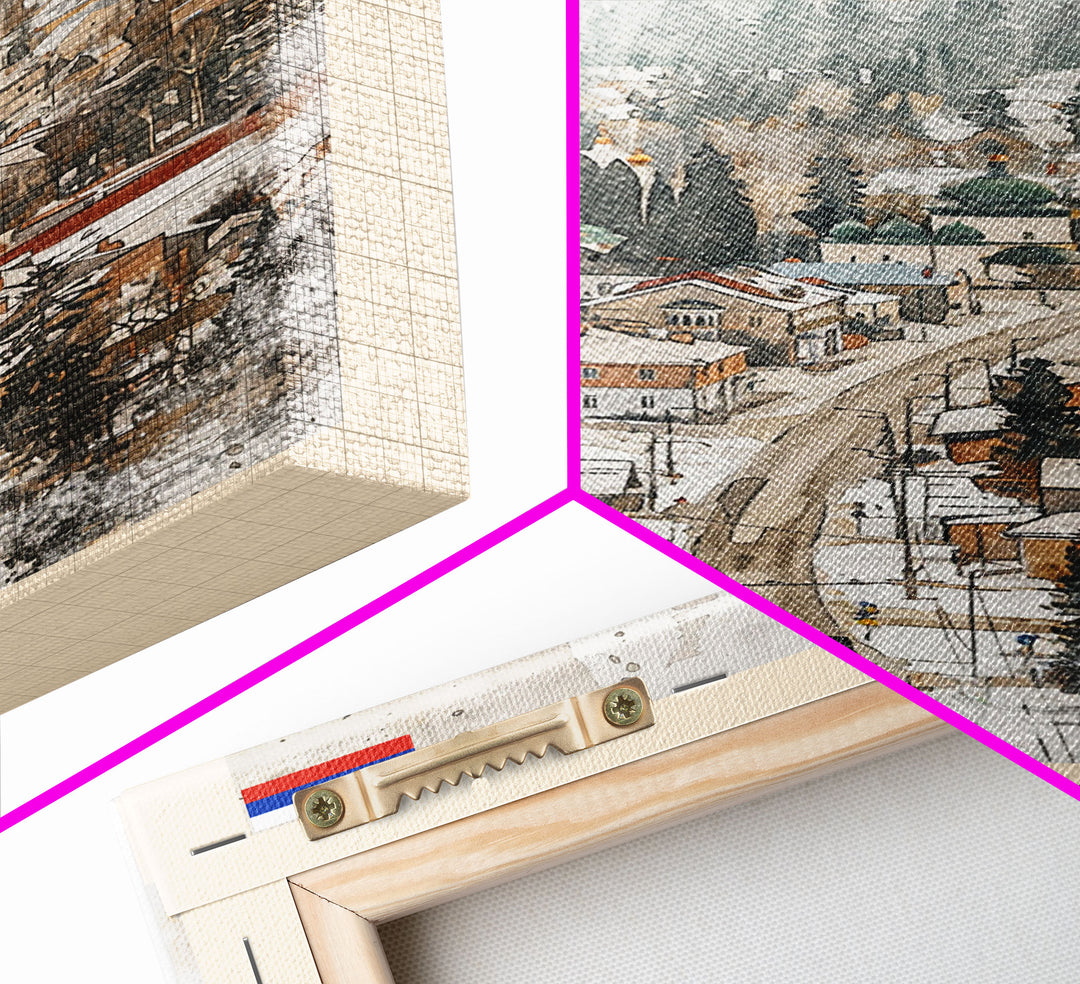 Tula Russia Travel Poster Framed Canvas Print, Watercolor Painting, Urban Wall Art, Home Decor, Russian Cityscape, Classic Art