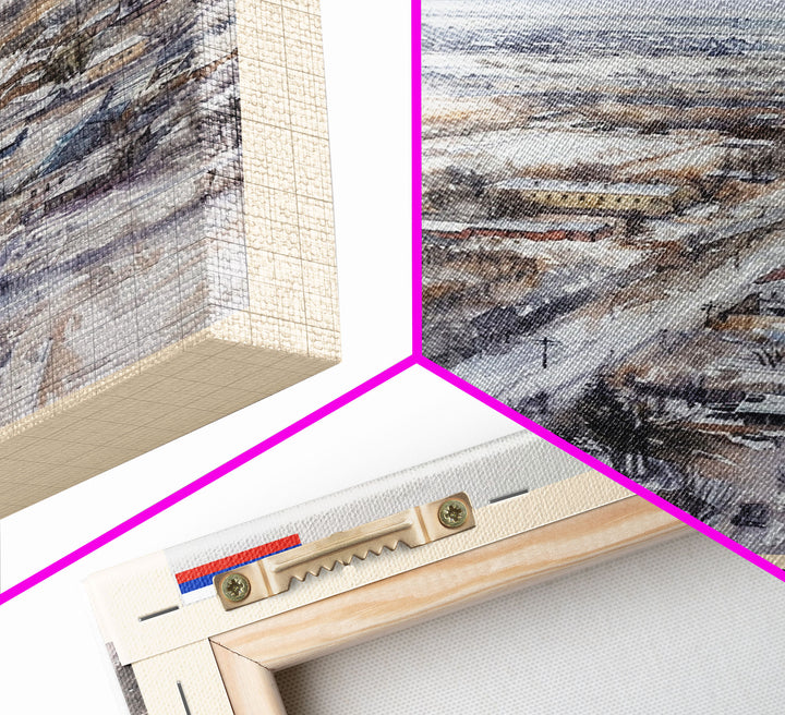 Tver Russia Travel Poster Framed Canvas Print, Watercolor Painting, Scenic Wall Art, Home Decor, Russian Landscape, Rustic Decor