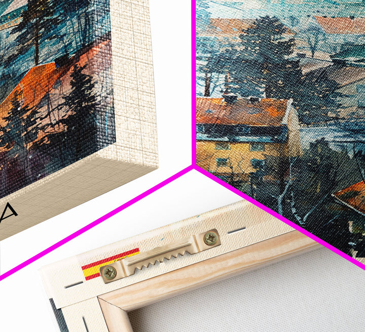 Uppsala Sweden Travel Poster Framed Canvas Print, Watercolor Painting, Urban Wall Art, Home Decor, Swedish Cityscape, Classic Decor