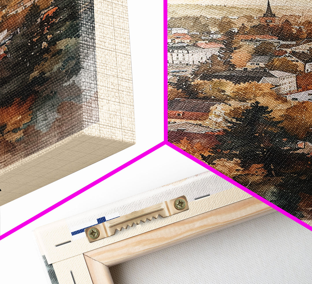 Vantaa Finland Travel Poster Framed Canvas Print, Watercolor Painting, Urban Wall Art, Home Decor, Finnish Cityscape, Modern Art